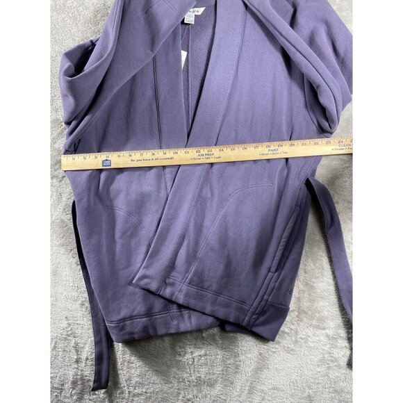 Athleta Tie Waist Cozy Cotton Cardigan XXS/XS Purple Open Front Wrap Sweater NWT - Picture 8 of 8